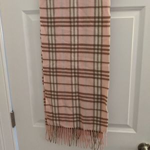 Pink Burberry Cashmere Check Scarf